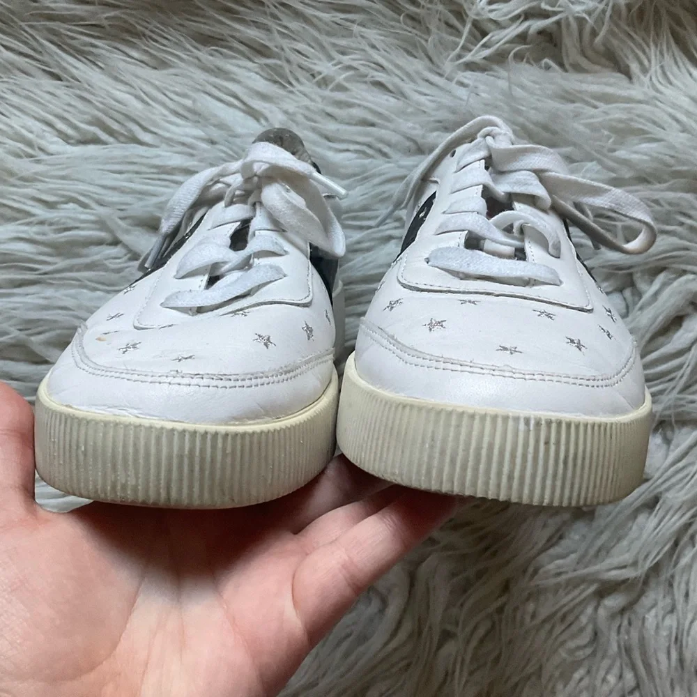 Senso Aurora White Leather Star Accent Low-Top Lace Up Platform Sneakers Size 40